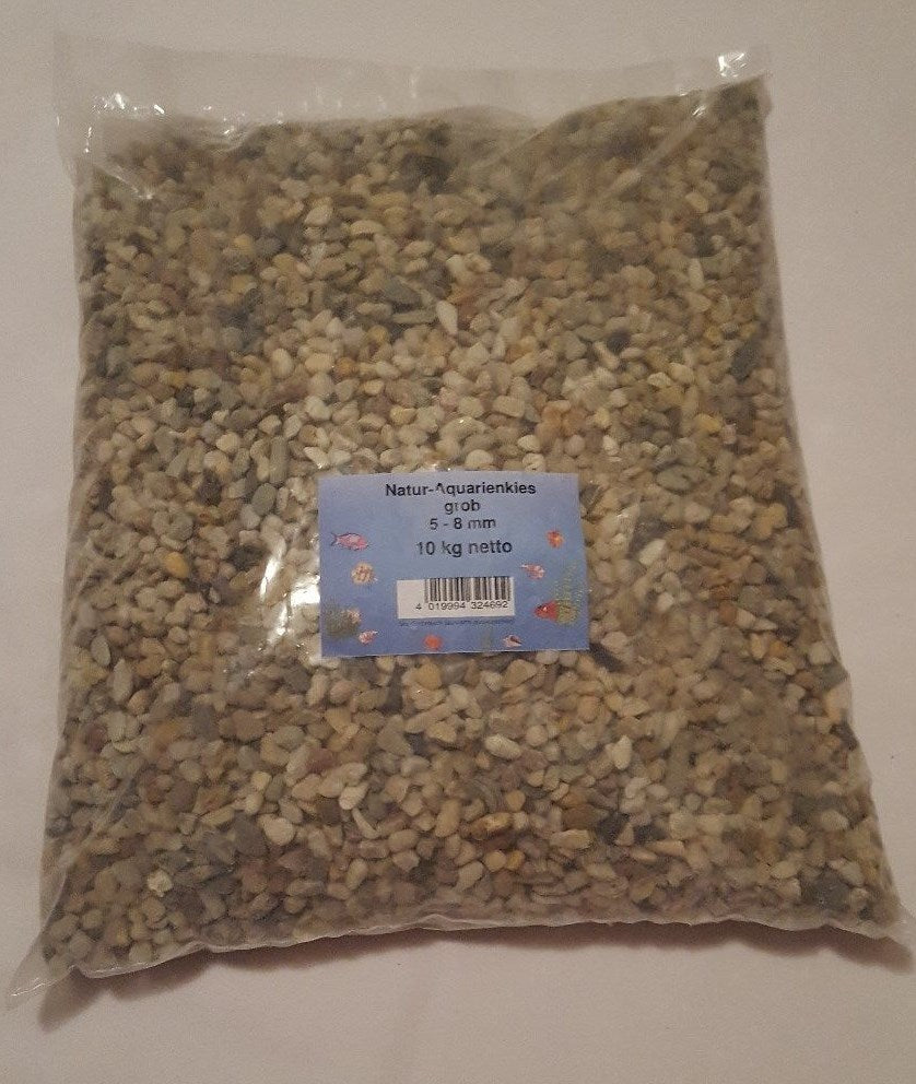 Grober Natur-Aquarienkies 10kg, 5-8mm, Bodengrund für Aquarien, natürliche Steinmaterialien, ideal für Aquarienböden