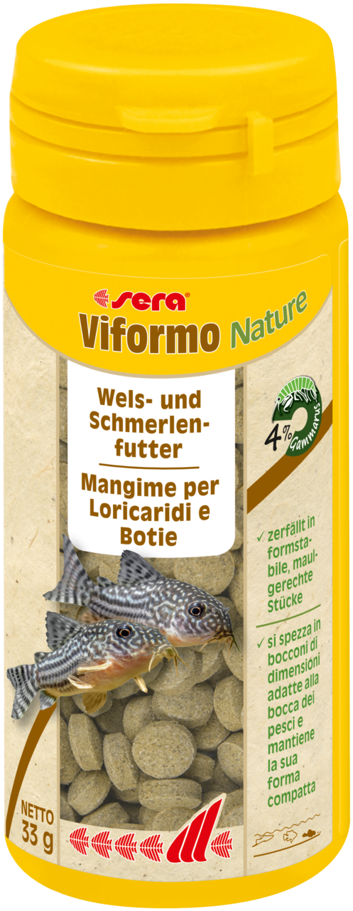 Sera Viformo Nature 50ml Futtertabletten für Welse, Schmerlen und Bodenfische, natürliche Fischfutter, im Glas.