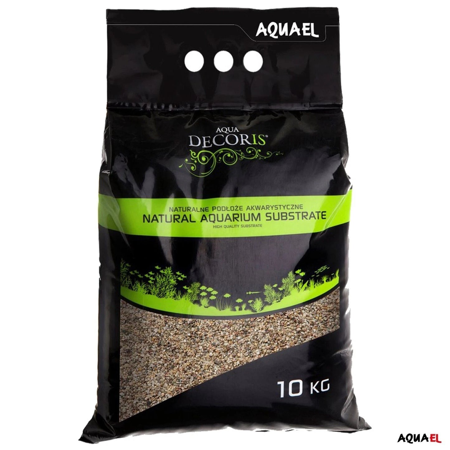 Aquael Natural bunt Bodengrund, 10kg Aquariumkies mit 1,4-2mm Korngröße, für Aquarien und Aquascaping.