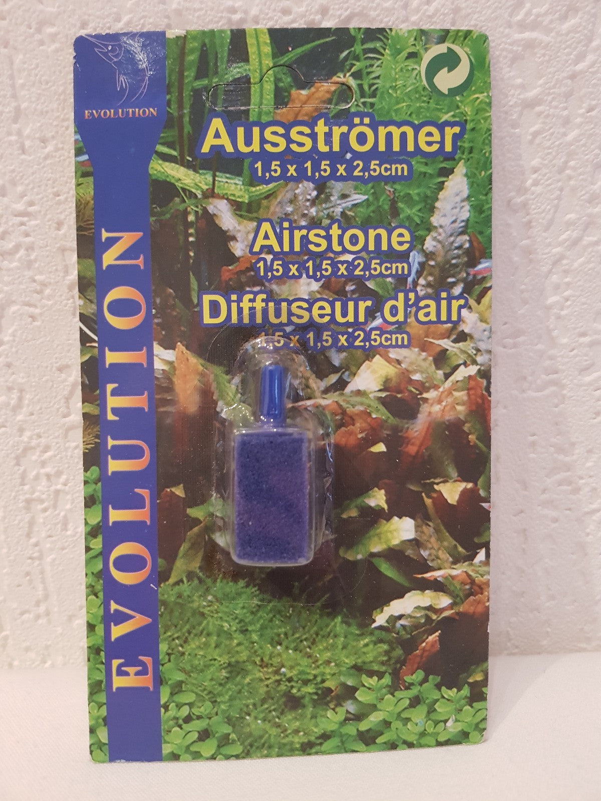 Evolution Sprudelstein Ausströmer rechteckig, blauer Aquarium-Sprudler, 1,5x1,5x2,5 cm, für Aquariumbelüftung