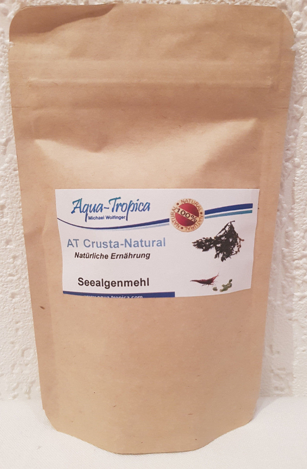 Aqua-Tropica Crusta-Natural Seealgenmehl in 75ml Flasche, natürliches Garnelenfutter mit Seealgen für gesunde Garnelen.