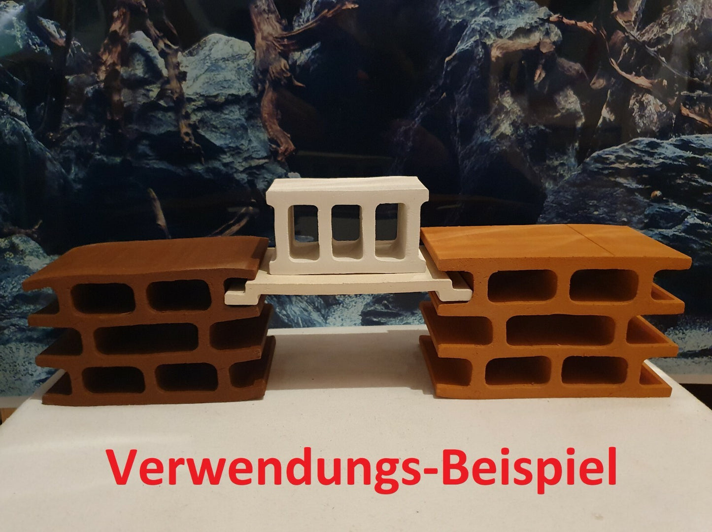 Braune Ton Ziegelhöhle S für Aquarien, Unterschlupf und Zucht, Maße 91x51x45mm, natürlicher Ziegelform für Aquarienfische