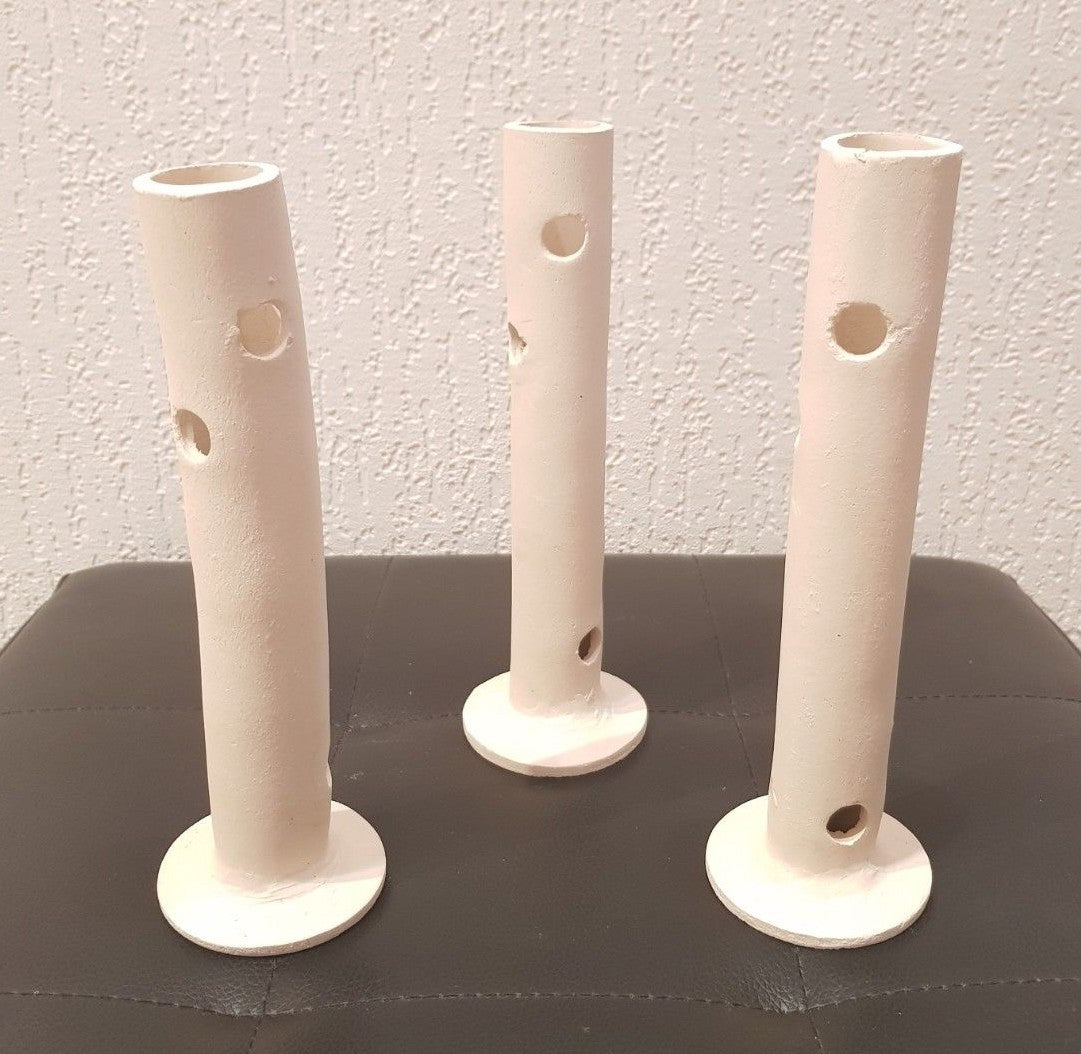 Drei weiße Garnelenhöhlen aus Ton, 20x3 cm, für Garnelenturm und Laichhöhle in Aquarien, natürliche Garnelenunterkunft