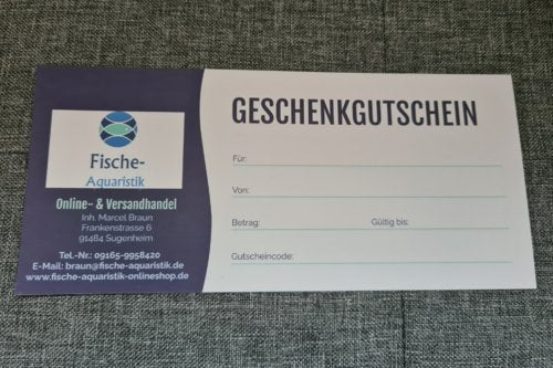50€ Fische-Aquaristik Geschenkgutschein Einkaufsgutschein Geburtstagsgutschein Gutschein