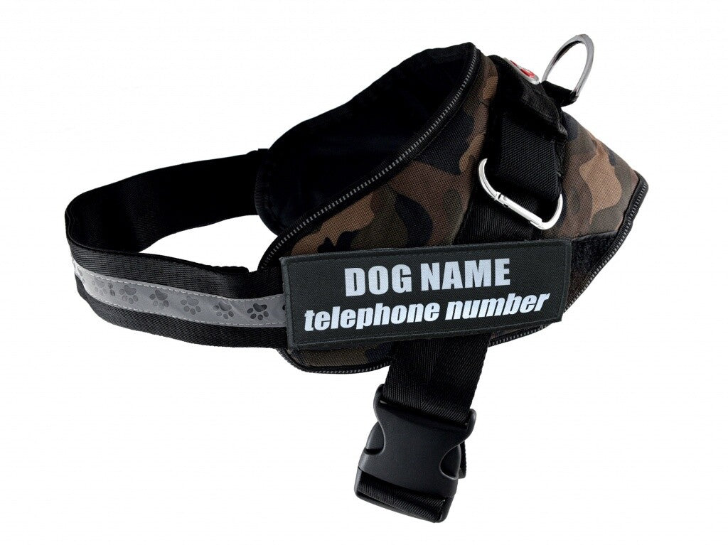 Nylon Rettungsgeschirr für Hunde, Camouflage, verstellbar, XXL 75-100cm, von Pet Nova, mit Griff und robustem Design