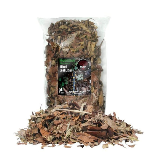 Habistat Leaf Litter 5L natürlicher Terrarium-Boden mit Laub für Waldboden und Terrarien, naturbelassen und vielfältig.