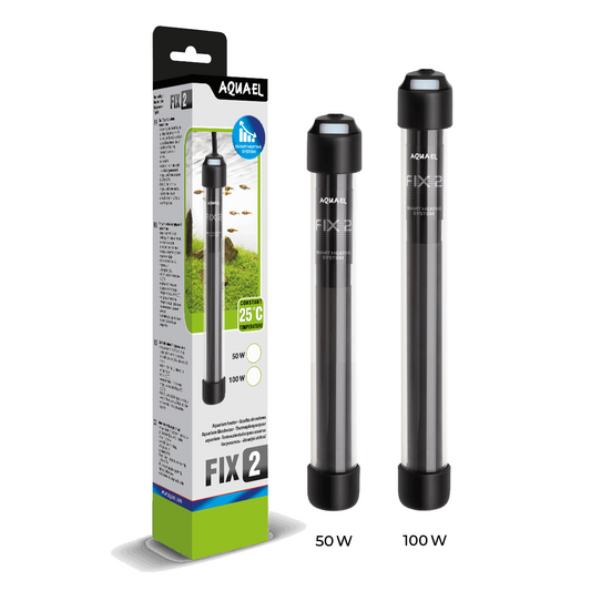 Aquael Fix 2 Heizer 100W Heizstab für Aquarien bis 100 Liter, konstante Wärmequelle, zeigt den Heizstab in einer Aquarienumgebung