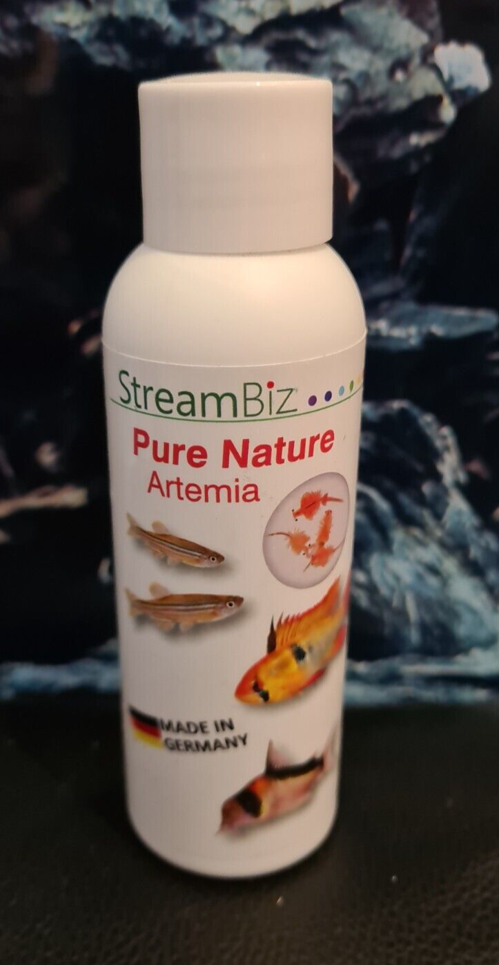 StreamBiz Pure Nature Artemia Aufzuchtfutter für Fische im Aquarium, 100 ml, nährstoffreiches Fischfutter für Zucht und Zubereitung