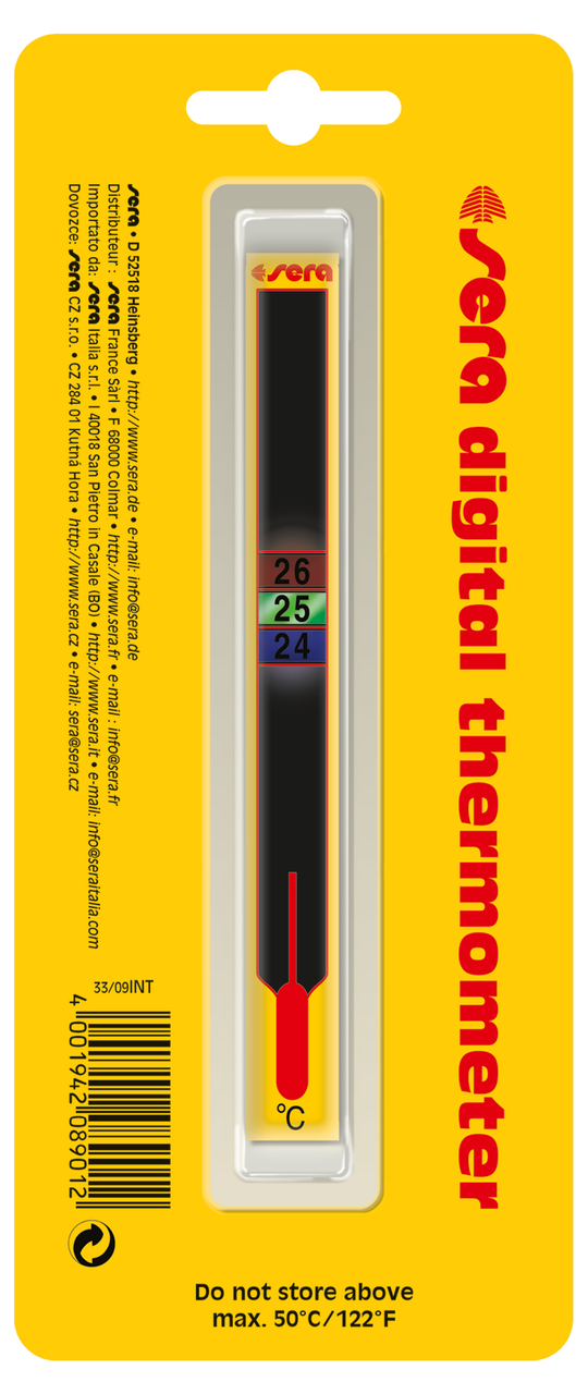 Sera Digitalthermometer zum Kleben für Aquarium und Terrarium, zeigt die Temperatur digital auf einem Display.