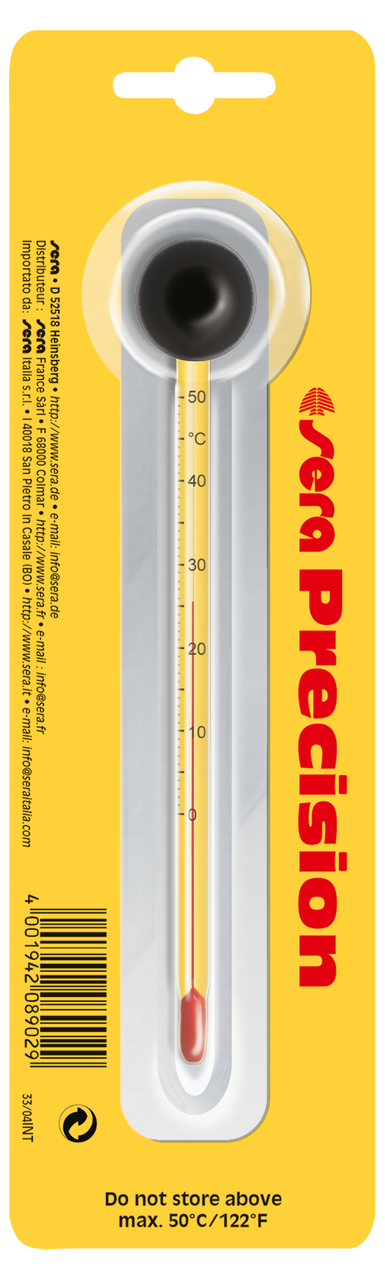 Sera Präzisions-Thermometer mit Sauger für Aquarien, Glasthermometer zur genauen Temperaturmessung im Aquarium