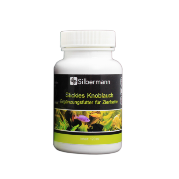 Silbermann Stickies Knoblauch Futtertabletten für Fische, 250 ml, Hafttabletten mit Knoblauchgeschmack für Aquarienfische