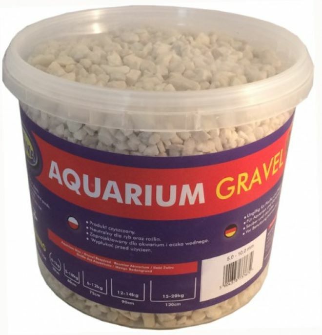 Weißer Aquariumkies von Aqua Nova, 5 kg, Dolomito-Bodengrund mit 5-10 mm Körnung für Aquarien.