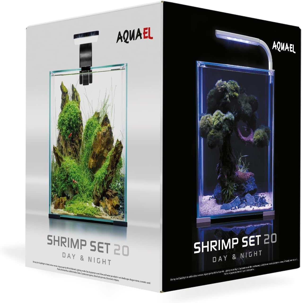Aquael Garnelen-Set Tag & Nacht im schwarzen Nano-Aquarium, 19 Liter, 25x25x30cm, mit Garnelen und Aquarienausstattung