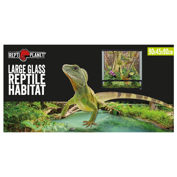 Repti Planet Glasterrarium 90x45x90cm mit Deckel, großes Terrarium für Reptilien, klare Glaswände, stabile Konstruktion
