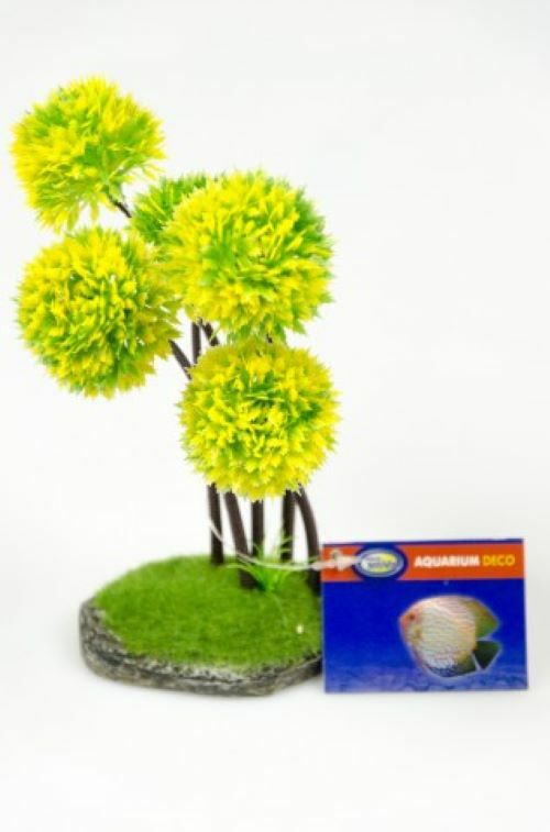 Gelbe und grüne Aquarium Pflanze aus Plastik, 19 cm hoch, dekorative Wasserpflanze von Aqua Nova