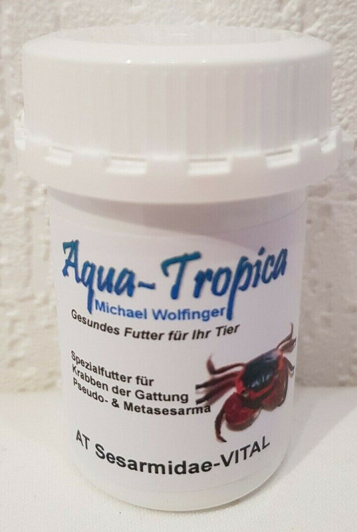 Aqua-Tropica Sesarmidae-VITAL Spezialfutter für Krabben Pseudo- und Metasesarma in 35g Packung, zeigt die Verpackung.