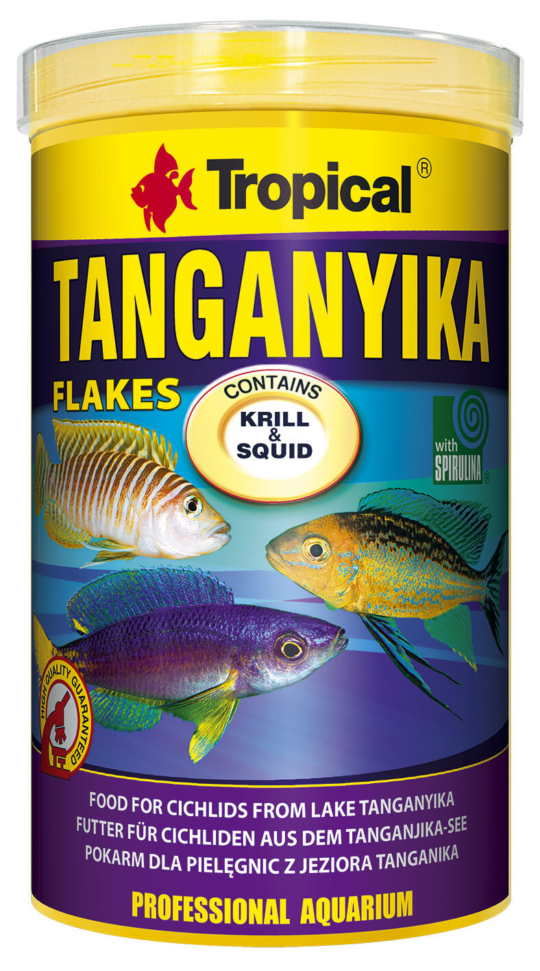 Flocken für Fische aus dem Tanganjikasee, Tropical Tanganyika Flakes 1000ml, ideal für Barsche, nährstoffreich und frisch