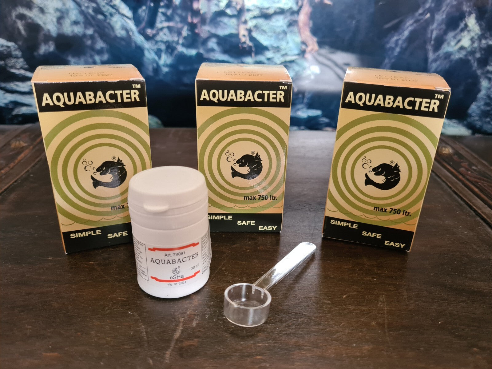 eSHa Aquabacter Bakterienkulturen, 3x 30ml Flaschen für Aquarien bis 750 Liter, natürliche Wasserpflege