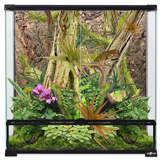 Repti Planet Glasterrarium 90x45x90cm mit Deckel, transparentes Terrarium für Reptilien und Amphibien, stabile Glasbecken