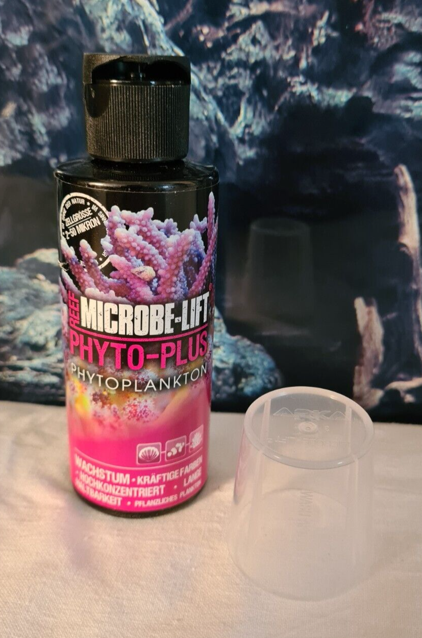 ARKA Reef Microbe-Lift Phyto-Plus 118ml mit Phytoplankton für Korallen und niedere Meereslebewesen, in der Flasche.