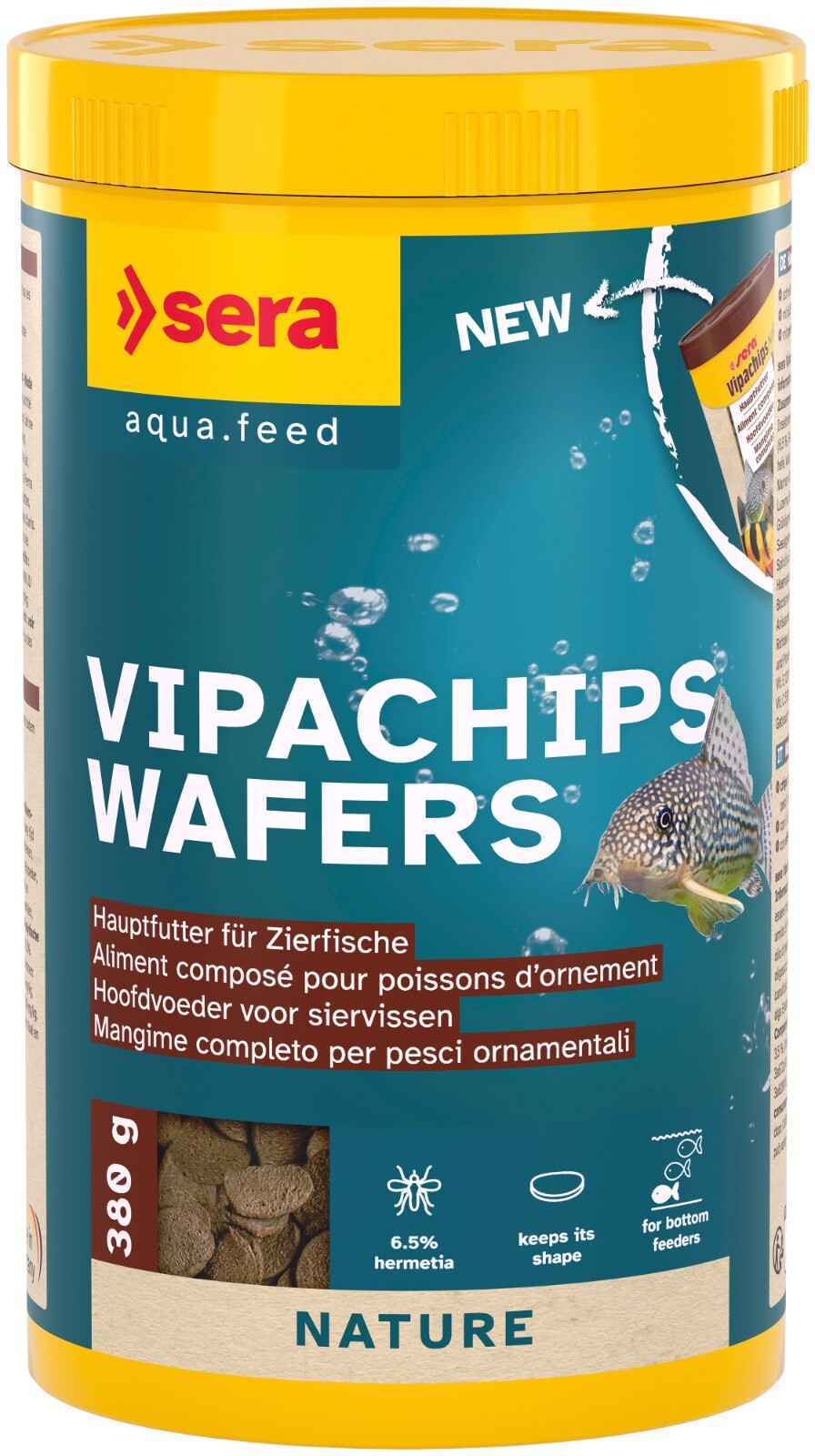 Sera Vipachips Wafers Nature, 1000ml, Hauptfutter Chips für Welse und Panzerwelse, in einer offenen Verpackung