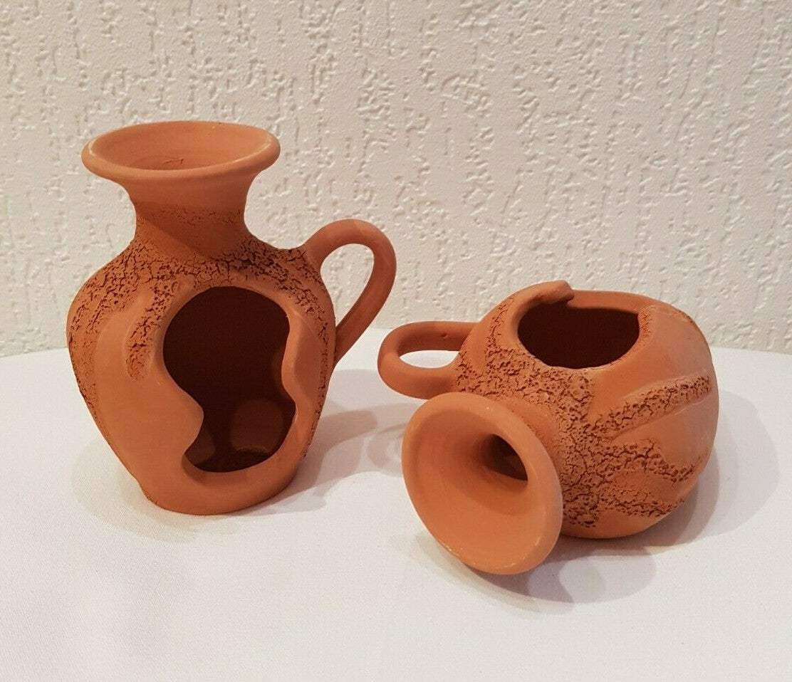 Tonamphore mit 12 cm Höhe, dekorative Laichhöhle für Garnelen und Krebse, natürliche Kera-Deko aus Terra-Ton
