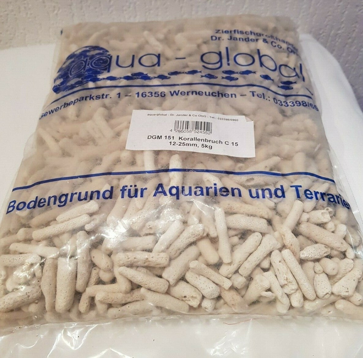 Korallenbruch C-15 Bodengrund, 12-25mm, 5kg, für Seewasserbecken und Aquarium, natürliche Korallenbruch-Steine