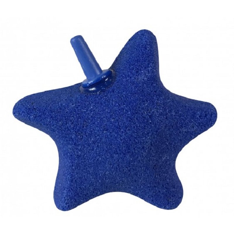 Aqua Nova Sprudelstein in Sternform, blauer Ausströmerstein, 55x55mm für Aquarien, mit Luftaustritt und Sprudeleffekt