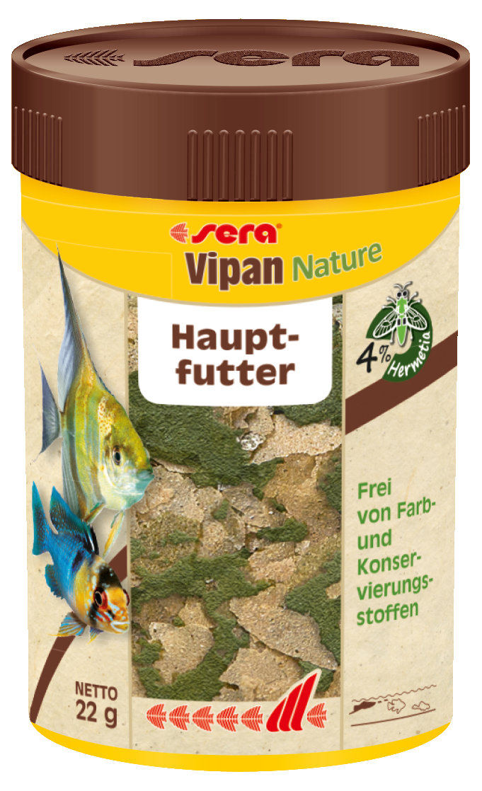 Sera Vipan Nature Aquarium Fischfutter in 100ml Flockenform, Hauptfutter für Zierfische, frisches und naturbelassenes Fischfutter