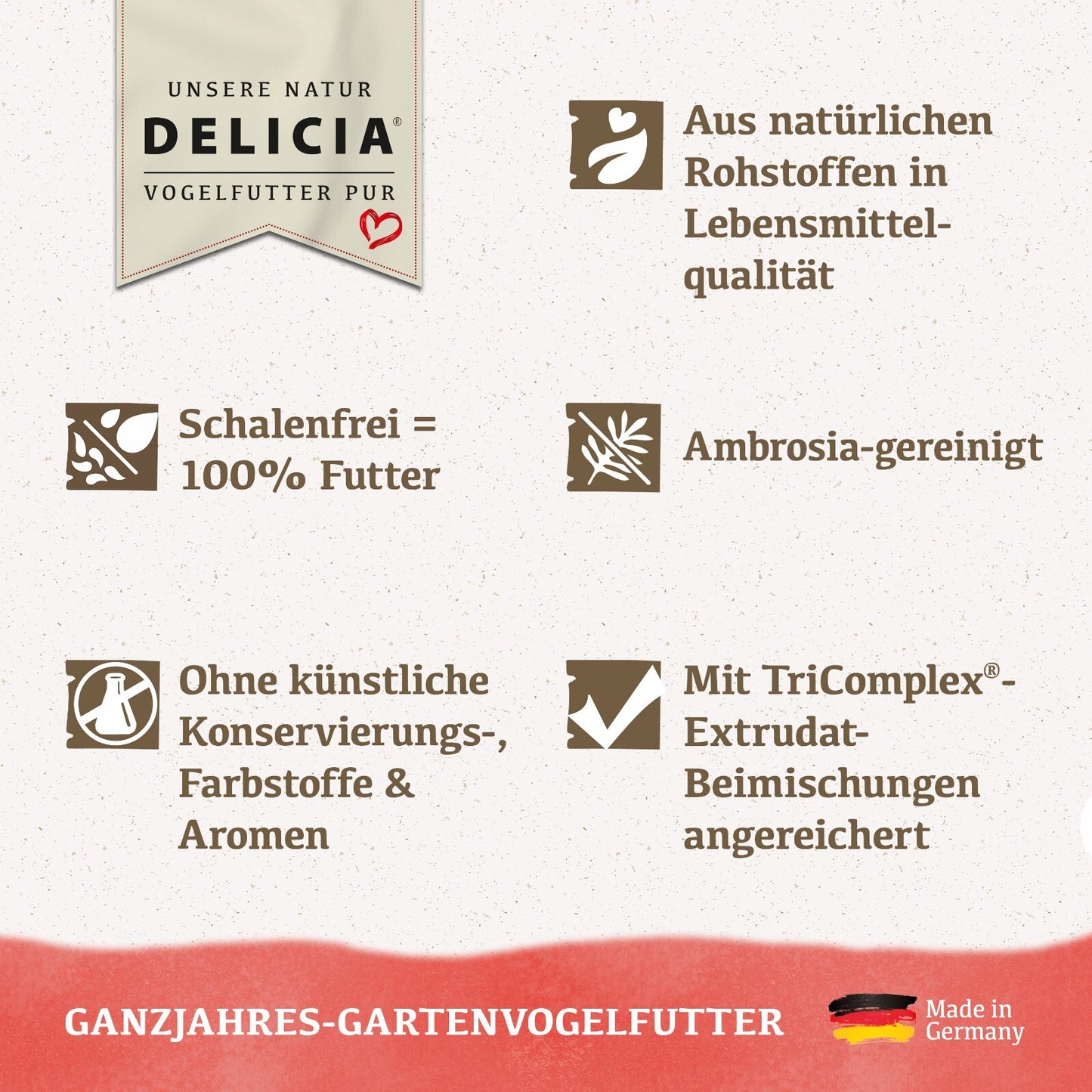 Vogelfutter Delicia Energie Futter Mix für Wildvögel, 20kg, schalenfrei, nährstoffreich für Ganzjahresfütterung