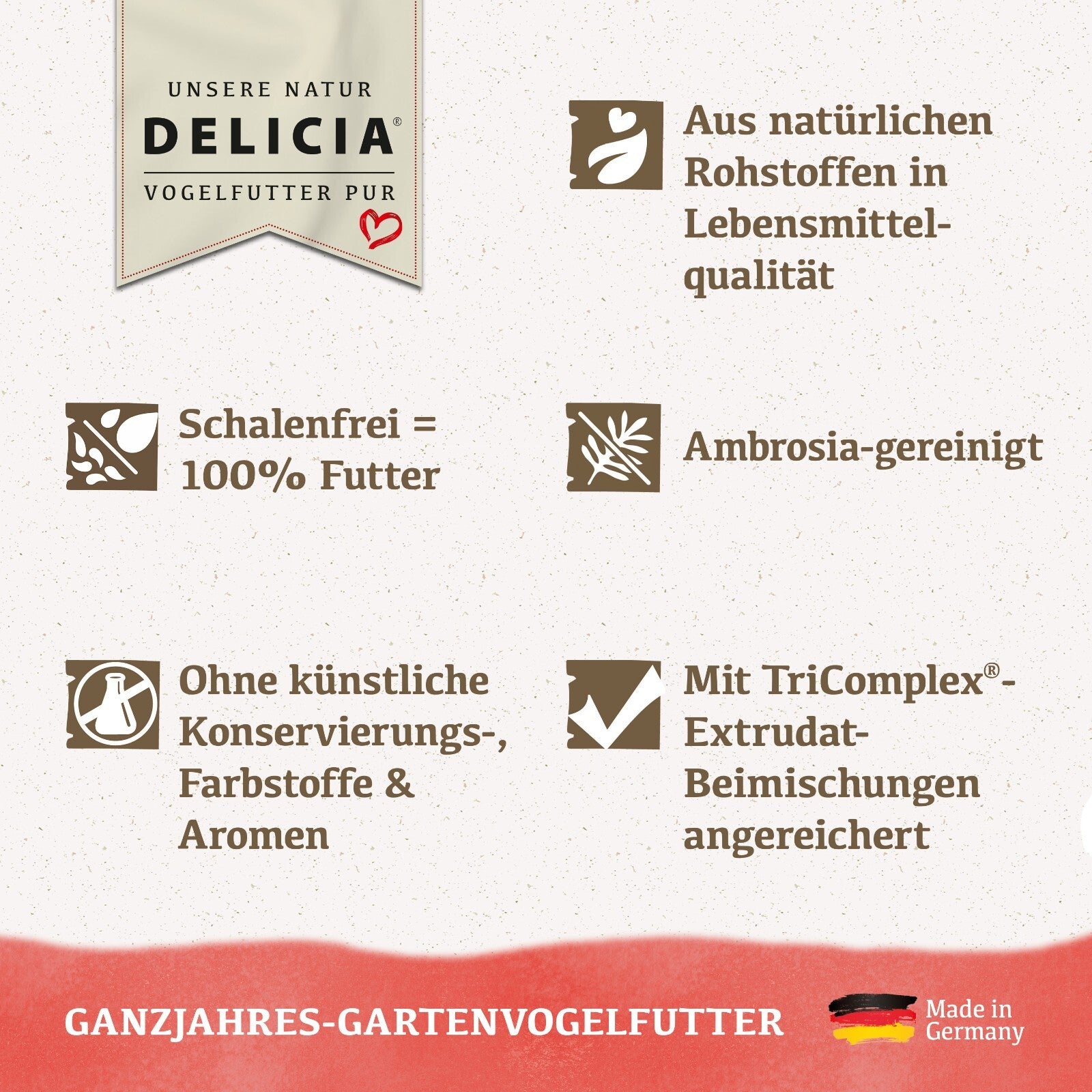 Vogelfutter Delicia Energie Futter Mix für Wildvögel, 20kg, schalenfrei, nährstoffreich für Ganzjahresfütterung