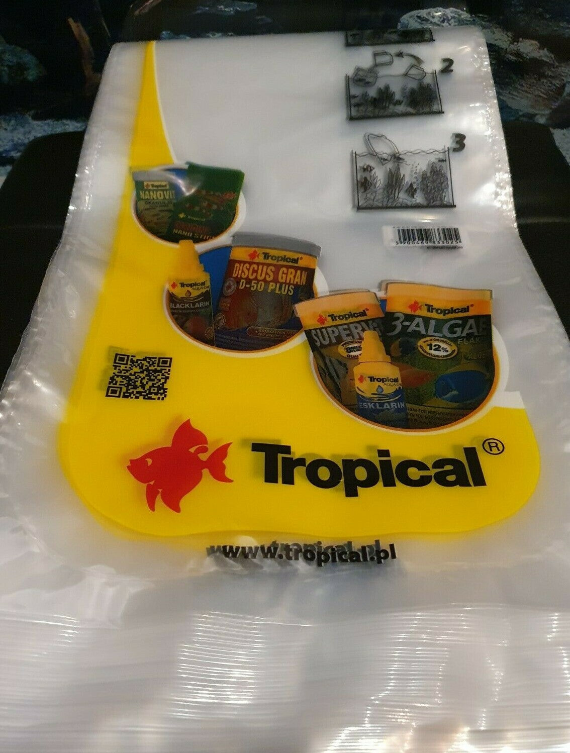 Große Tropical Fischtransportbeutel ca. 24x57cm mit transparentem Kunststoff für Fische und Wassertransport.