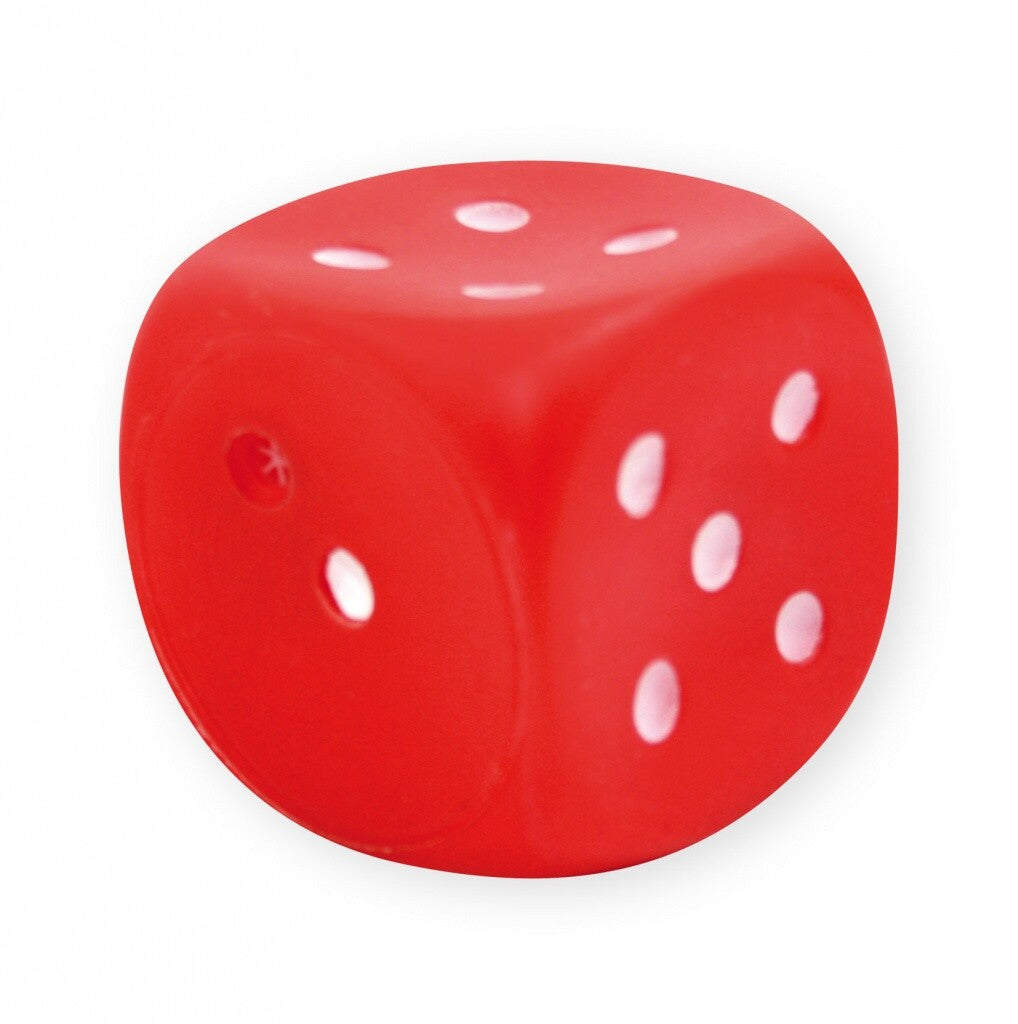 Roter quadratischer Hundespielzeug Würfel von Pet Nova, ca. 6cm groß, mit Quietschfunktion, geeignet für Hunde.