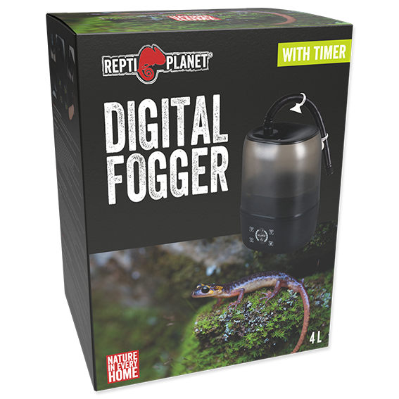 Repti Planet Digital Fogger, 3-Stufen-Vernebelungsanlage für Terrarien, zeigt die elektronische Vernebelung in einem Terrarium