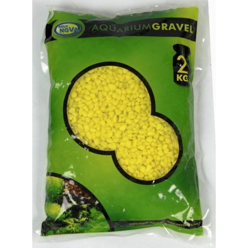 Gelber Aquarienkies von Aqua Nova, 2 kg, 2-4 mm, farbiger Bodengrund für Aquarien, natürliche Aquariumdekoration
