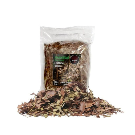 Habistat Laubmulch, 100g natürlicher Terrarium Bodengrund aus Laub, feine Mulchschicht für exotische Reptilien und Amphibien