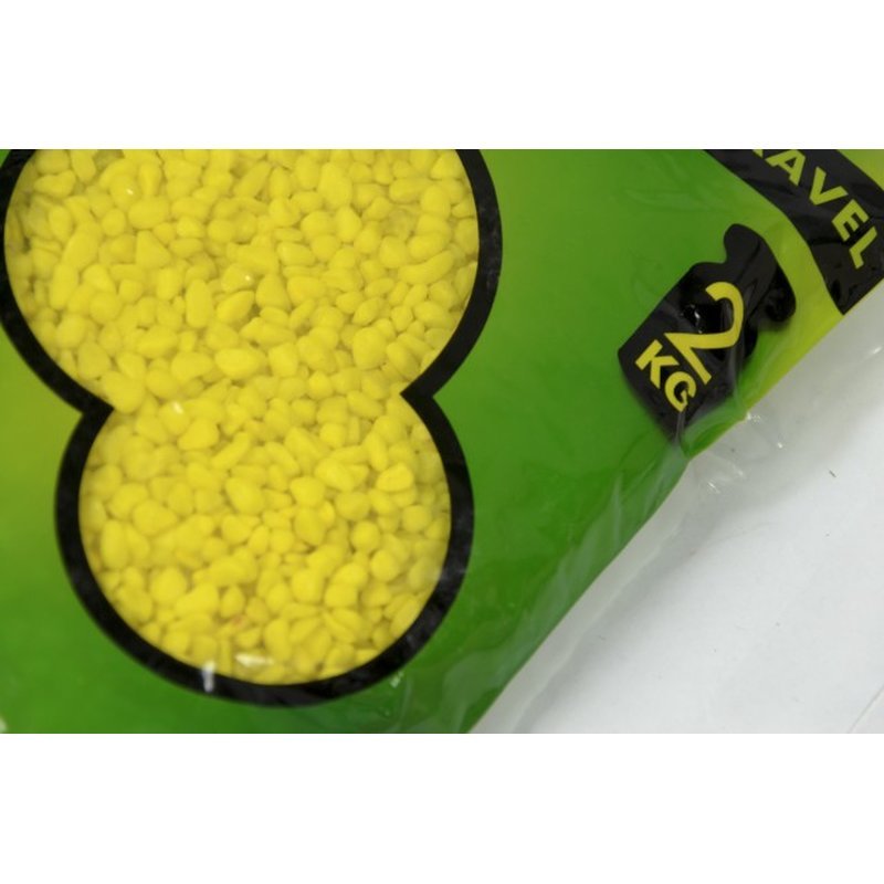 Gelber Aquarienboden von Aqua Nova, 2 kg, 2-4 mm Kies für Aquarien, farbiger Bodengrund mit natürlicher Textur.