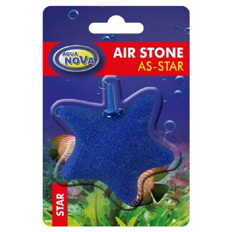 Blauer Aqua Nova Sprudelstein in Sternform, 55x55mm, ausströmender Aquarien-Ausströmerstein für Sauerstoffzufuhr