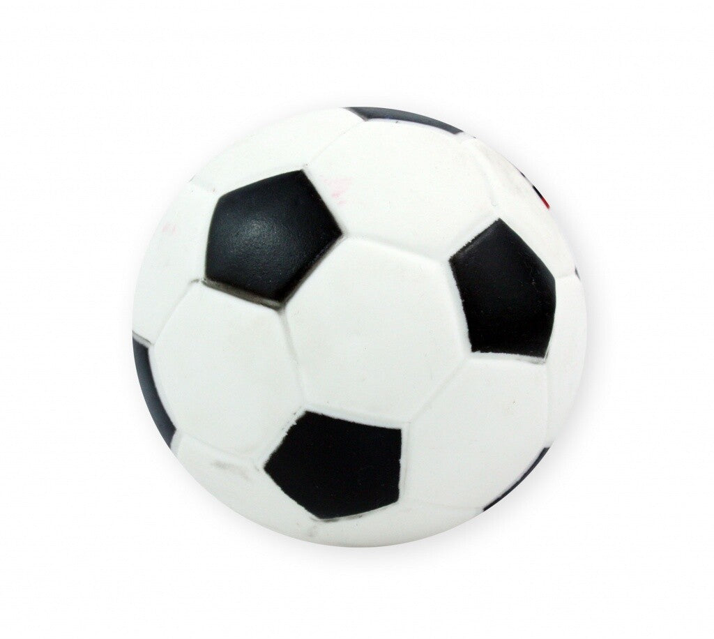 Schwarzer und weißer Hunde Fußball Ball, ca. 10,5 cm, quietschendes Hundespielzeug von Pet Nova, rund und robust.