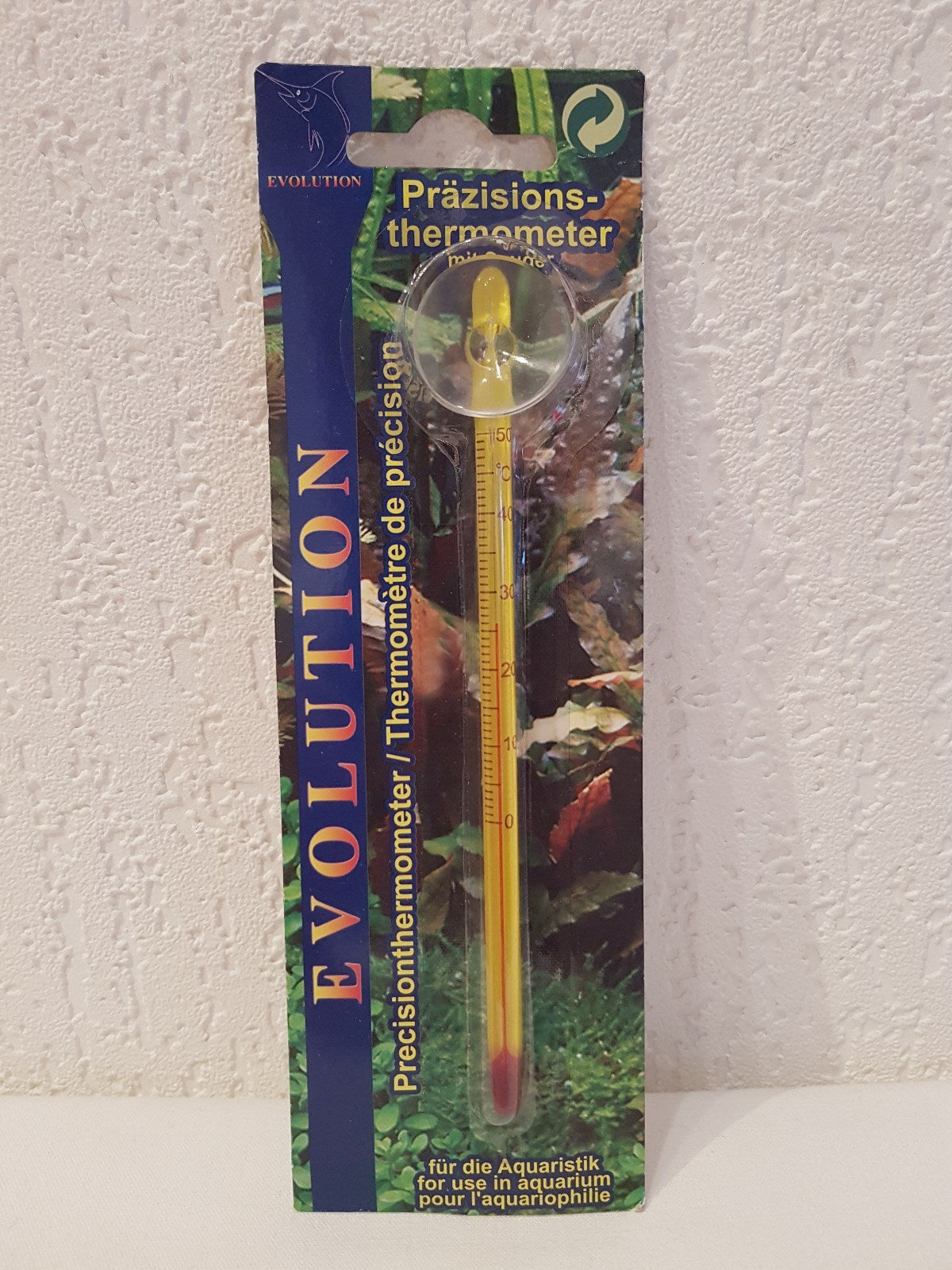 Evolution Präzisions-Thermometer mit Sauger für Aquarium und Terrarium, zeigt Temperaturanzeige auf klarer Skala