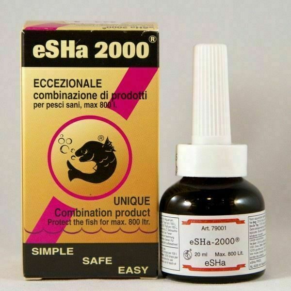 eSHa 2000 Heilmittel für Zierfische im Aquarium, 20ml Flasche, geeignet für 800 Liter Aquariumwasser, für gesunde Fische